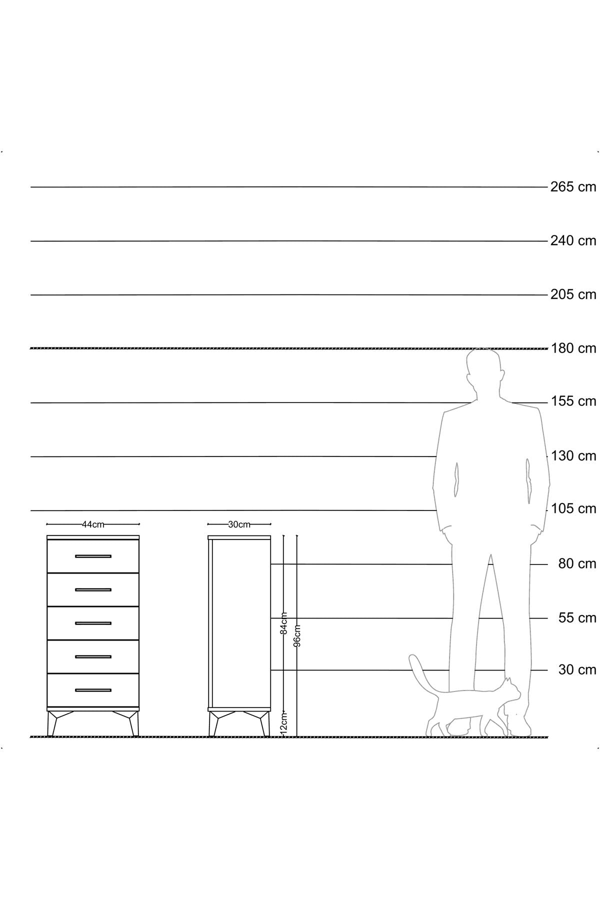 Arges Komodin 5 Çekmeceli 44x30x96 Aytaşı-Çam