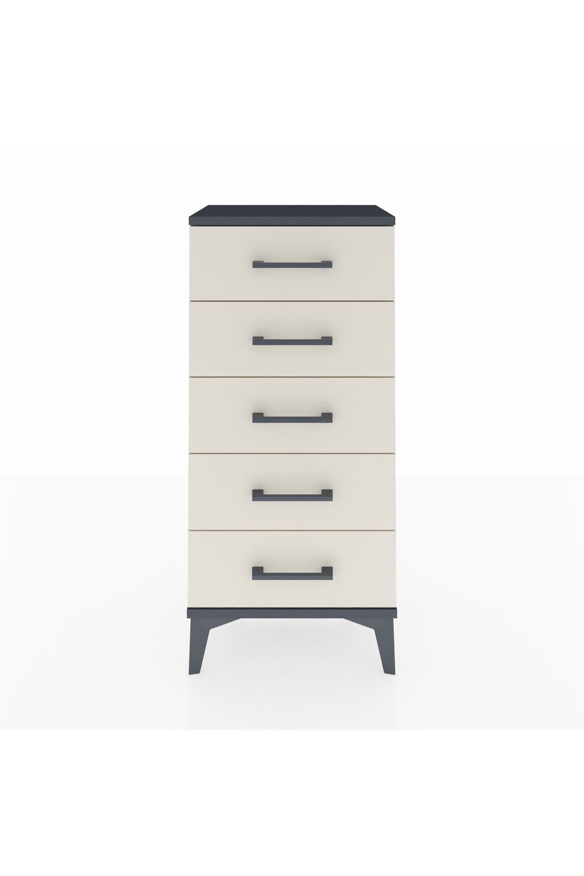 Arges Komodin 5 Çekmeceli 44x30x96 Antrasit-Aytaşı