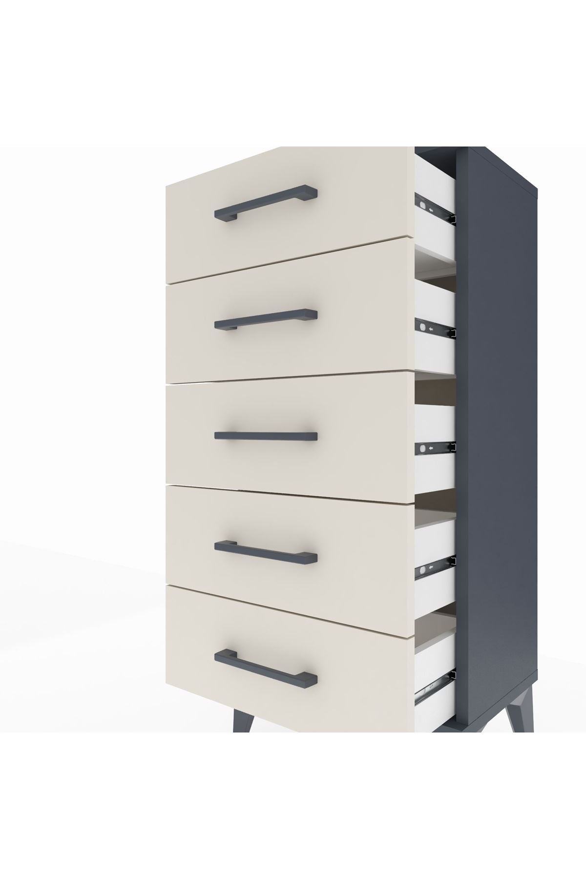 Arges Komodin 5 Çekmeceli 44x30x96 Antrasit-Aytaşı