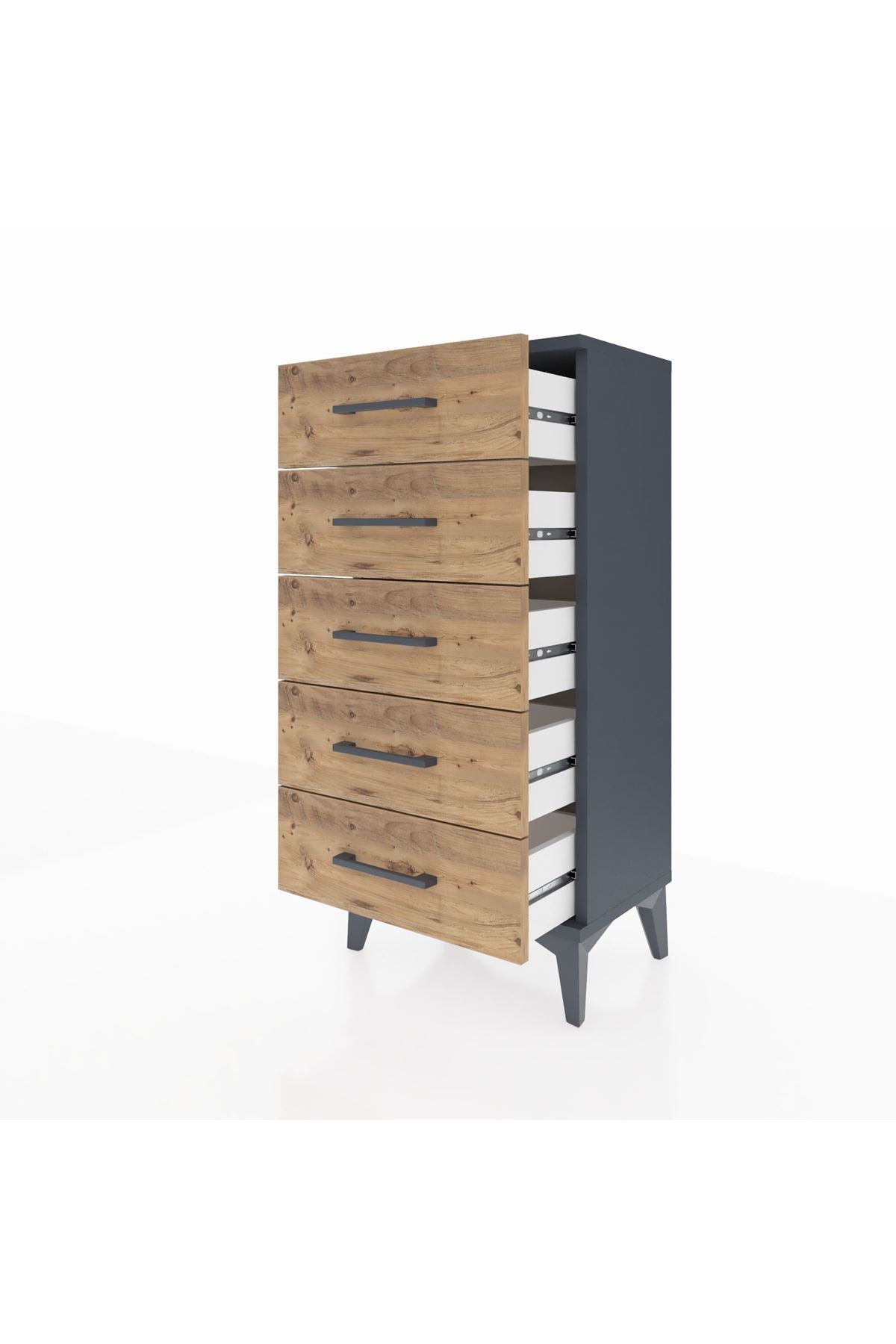 Arges Komodin 5 Çekmeceli 44x30x96 Antrasit-Çam