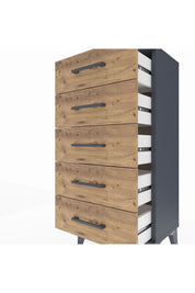 Arges Komodin 5 Çekmeceli 44x30x96 Antrasit-Çam