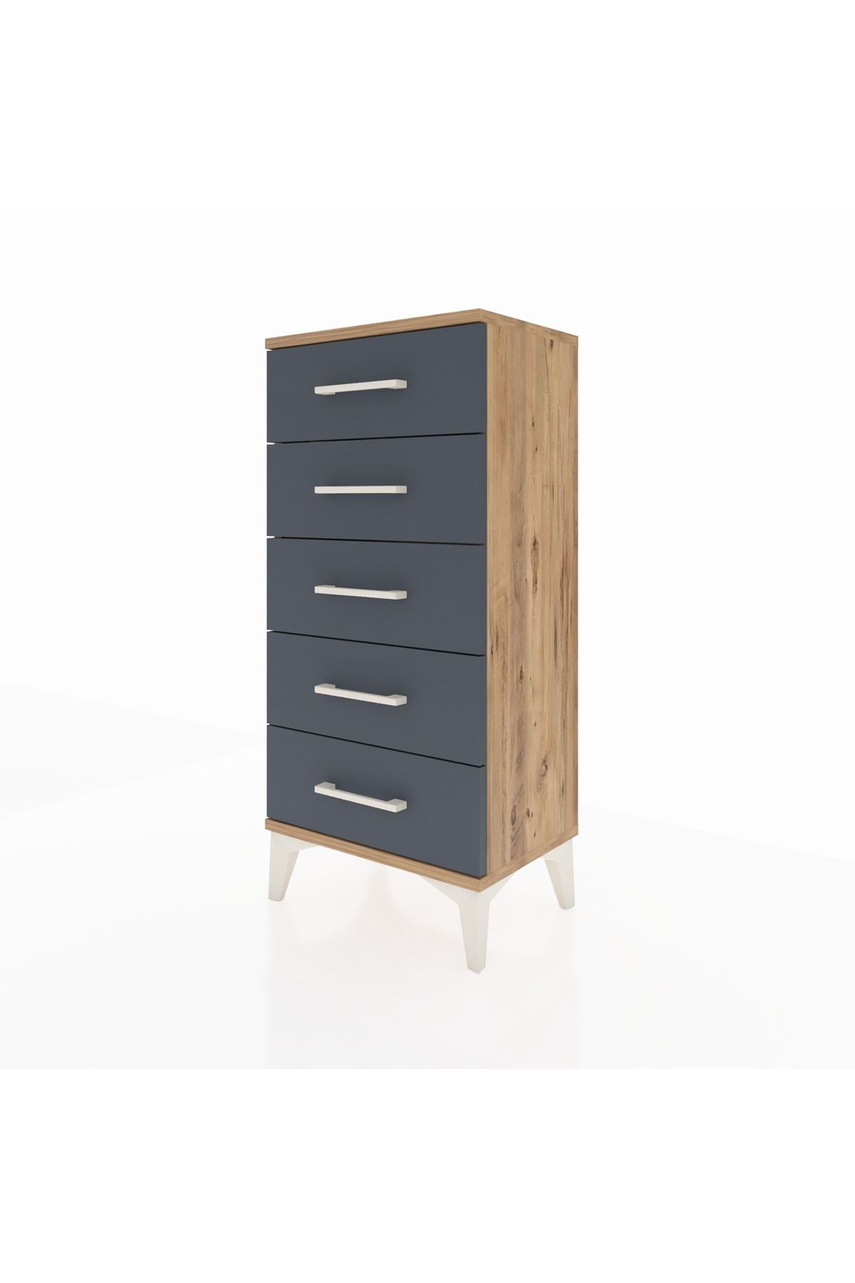 Arges Komodin 5 Çekmeceli 44x30x96 Çam-Antrasit