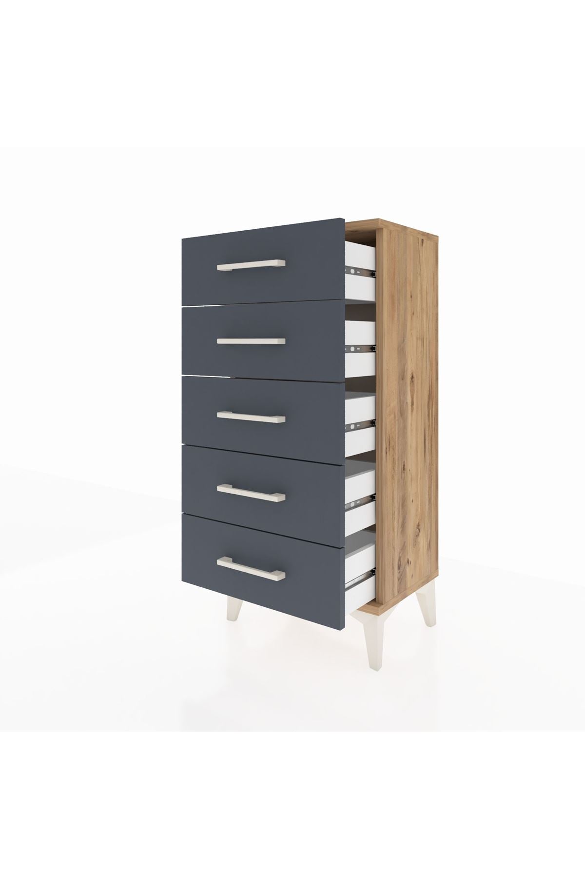 Arges Komodin 5 Çekmeceli 44x30x96 Çam-Antrasit