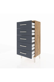 Arges Komodin 5 Çekmeceli 44x30x96 Çam-Antrasit