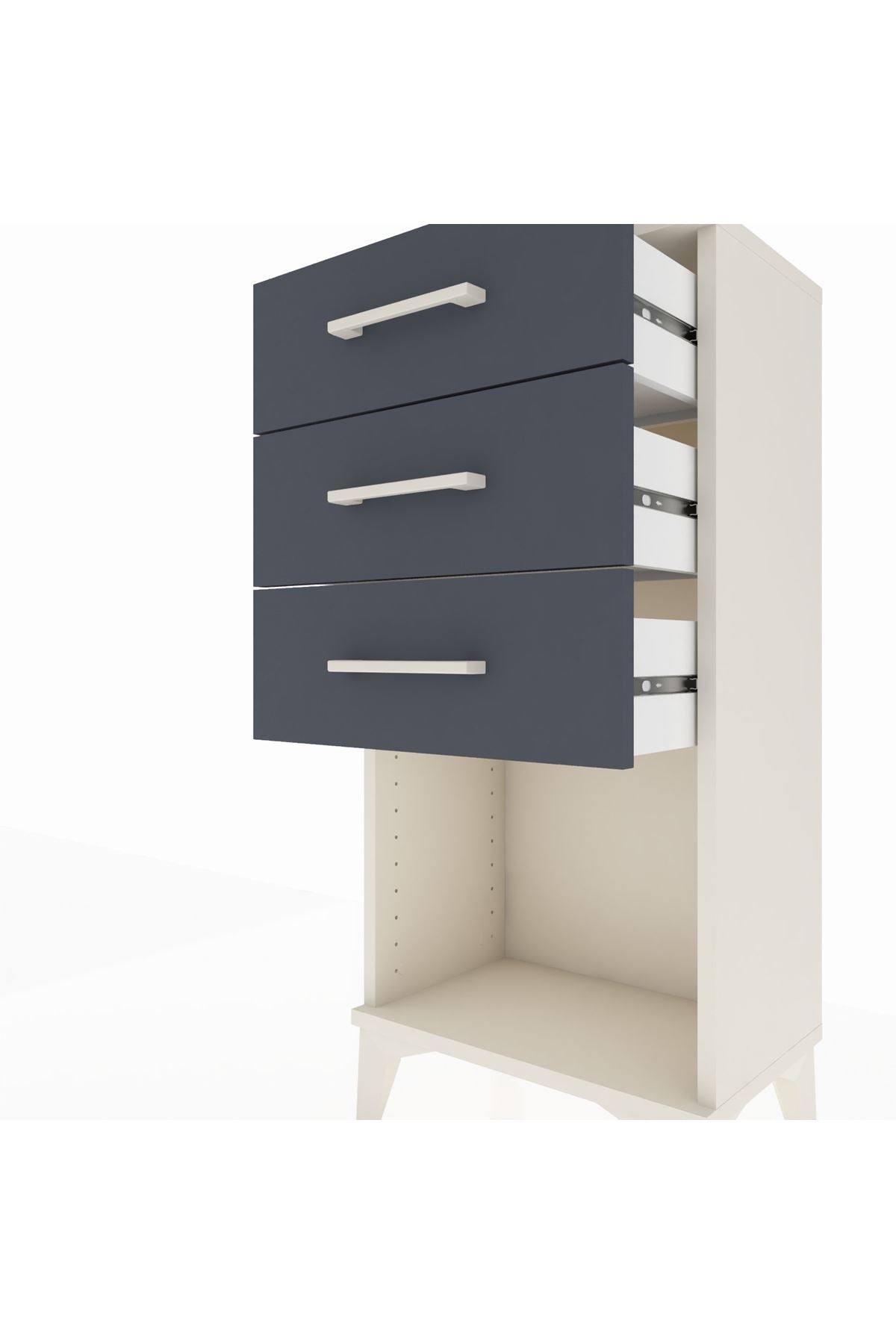 Arges Komodin 3 Çekmeceli 44x30x96 Aytaşı-Antrasit