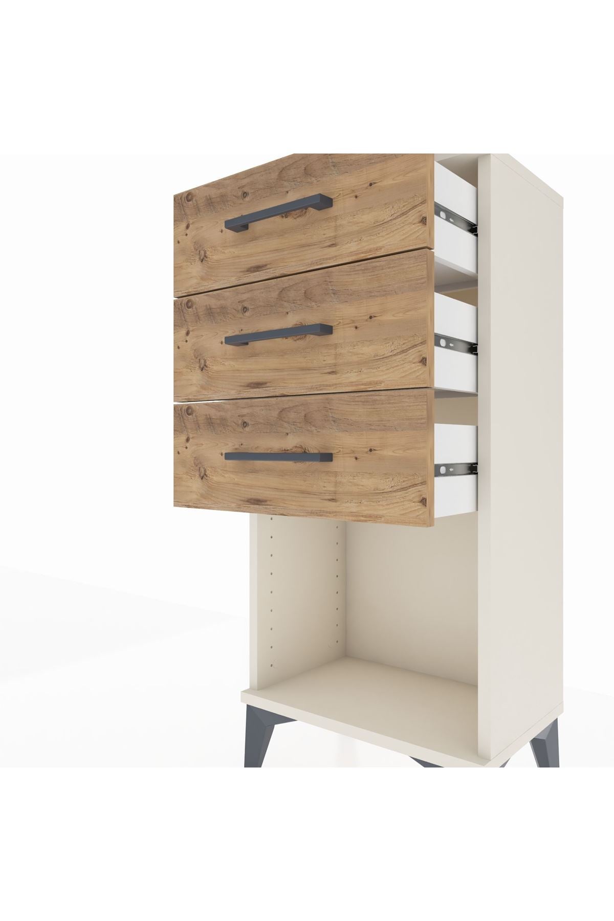 Arges Komodin 3 Çekmeceli 44x30x96 Aytaşı-Çam