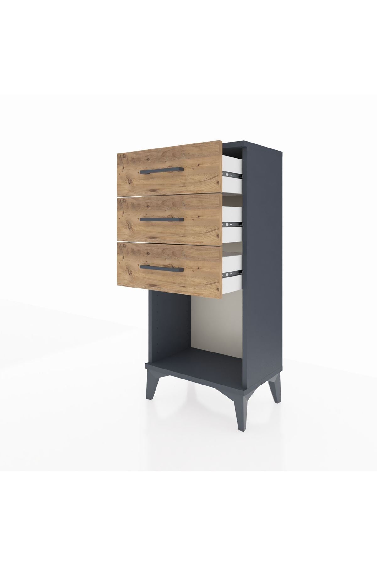 Arges Komodin 3 Çekmeceli 44x30x96 Antrasit-Çam