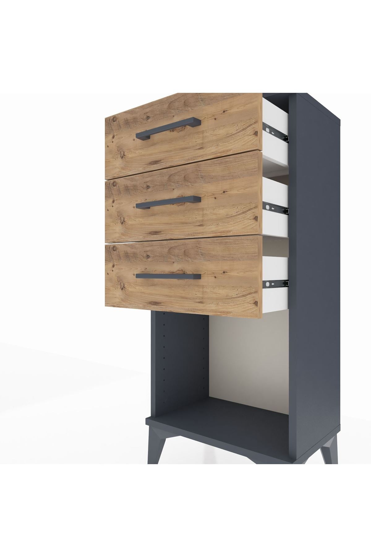 Arges Komodin 3 Çekmeceli 44x30x96 Antrasit-Çam