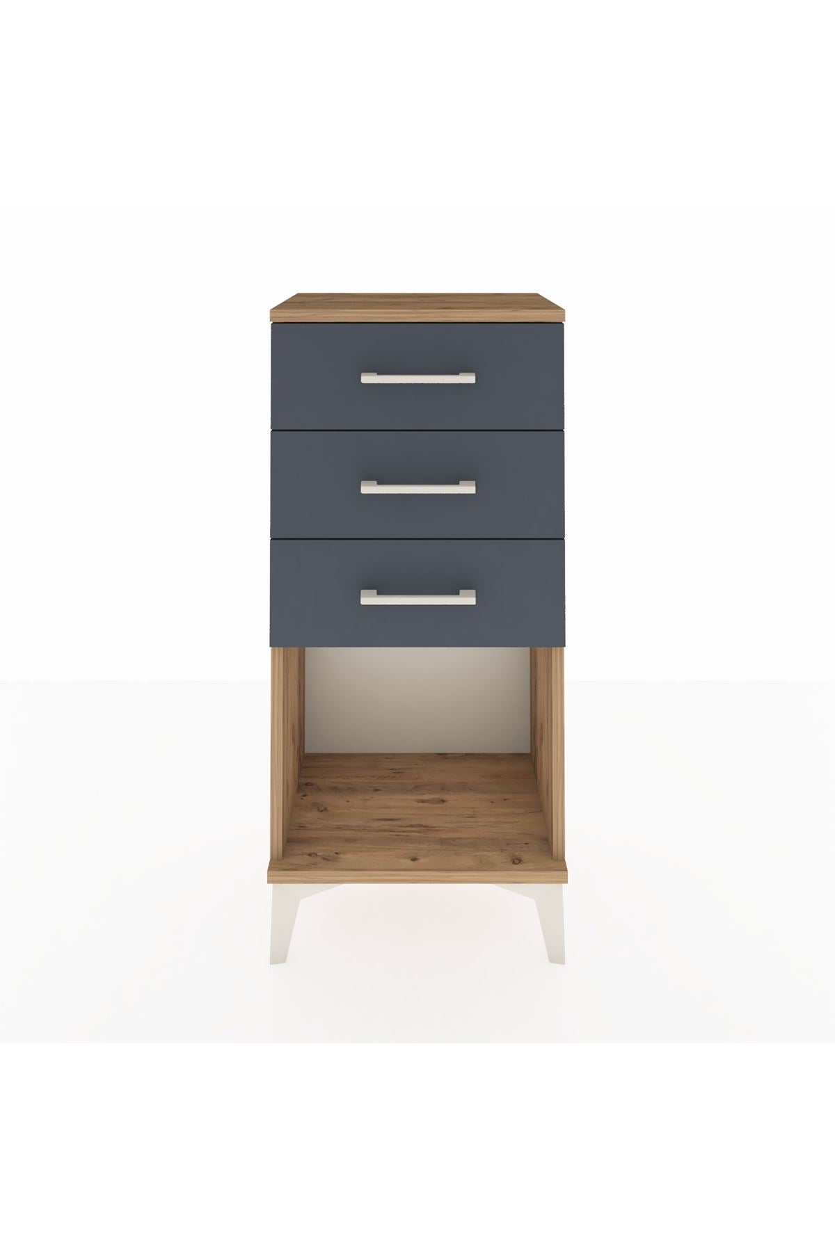 Arges Komodin 3 Çekmeceli 44x30x96 Çam-Antrasit