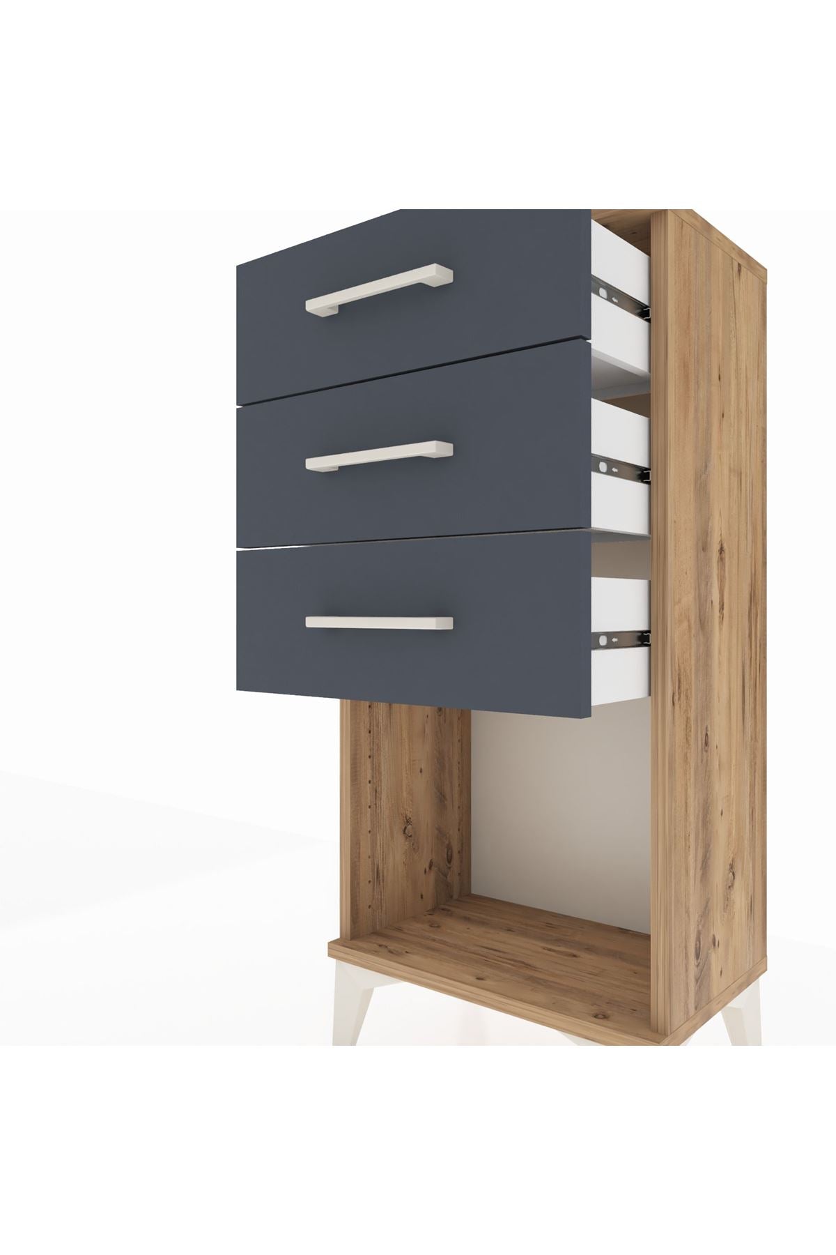 Arges Komodin 3 Çekmeceli 44x30x96 Çam-Antrasit