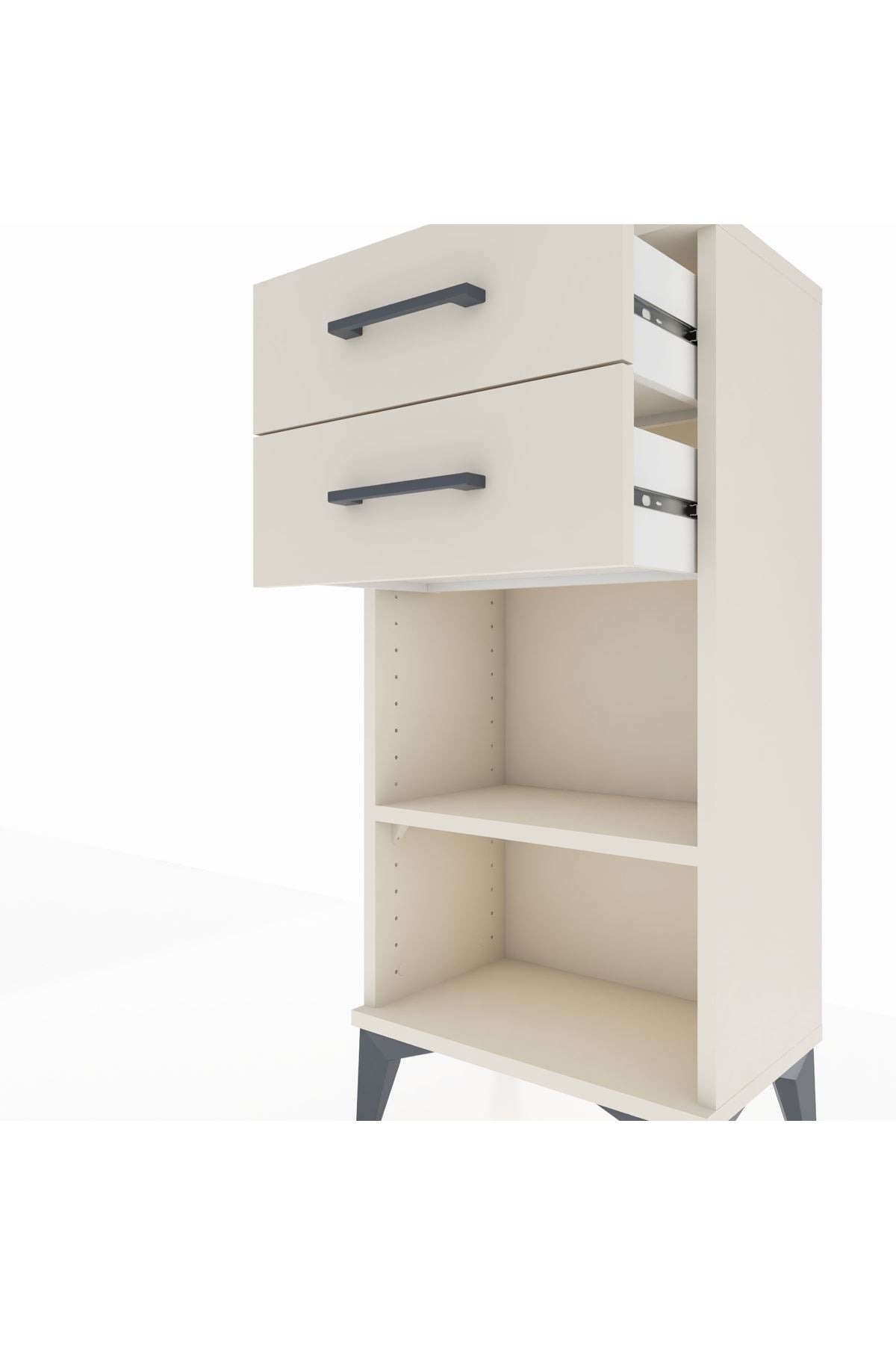 Arges Komodin Tek Raflı 2 Çekmeceli 44x30x96 Aytaşı-Aytaşı