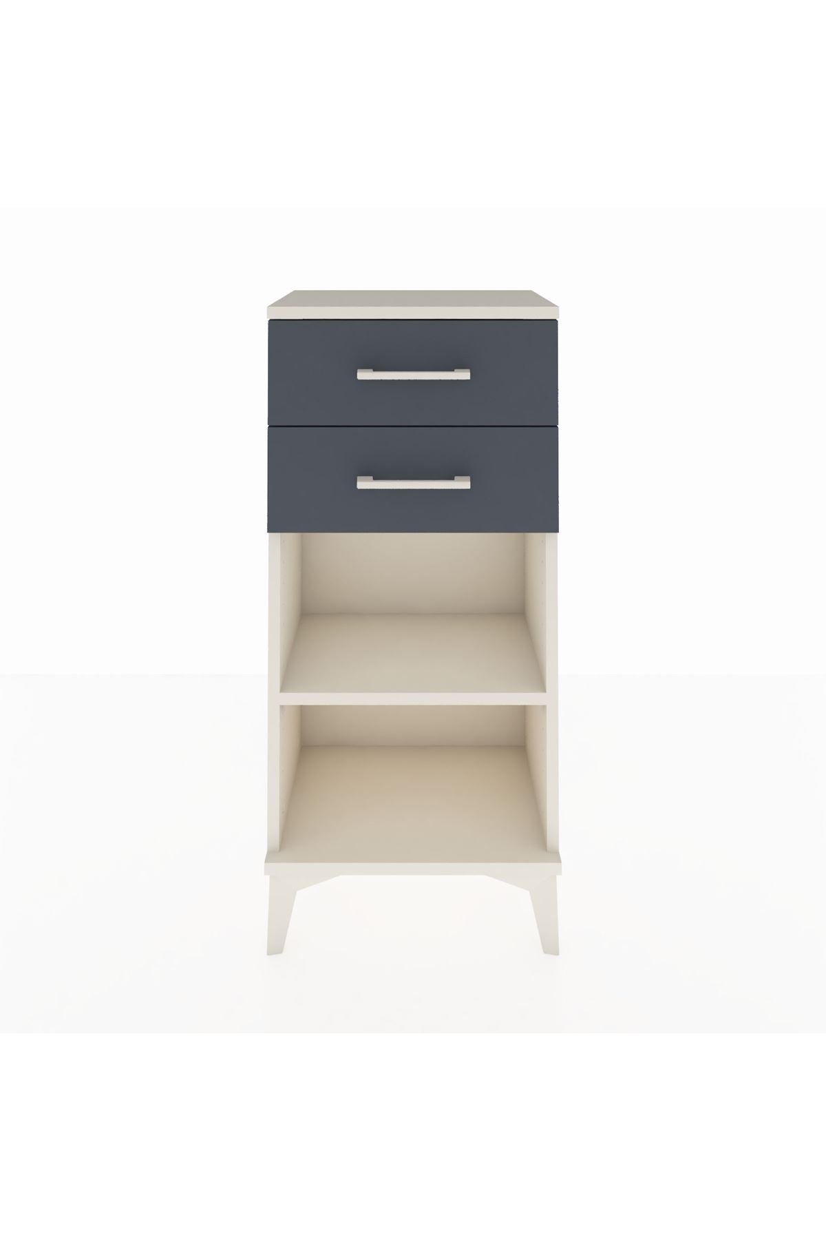 Arges Komodin Tek Raflı 2 Çekmeceli 44x30x96 Aytaşı-Antrasit