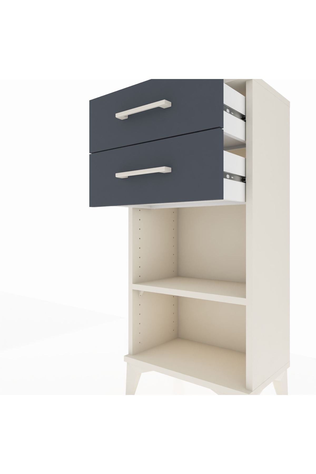 Arges Komodin Tek Raflı 2 Çekmeceli 44x30x96 Aytaşı-Antrasit