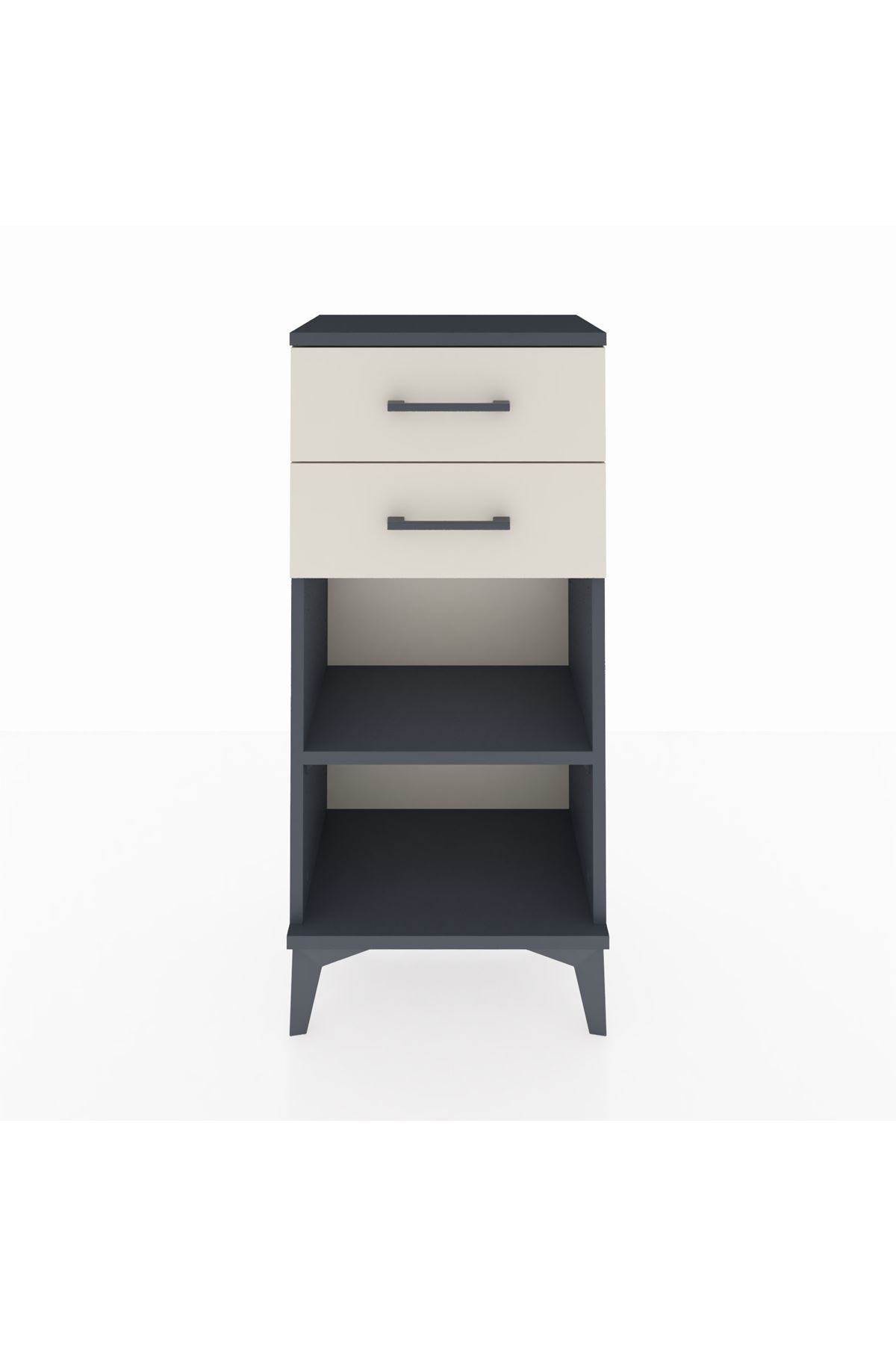 Arges Komodin Tek Raflı 2 Çekmeceli 44x30x96 Antrasit-Aytaşı