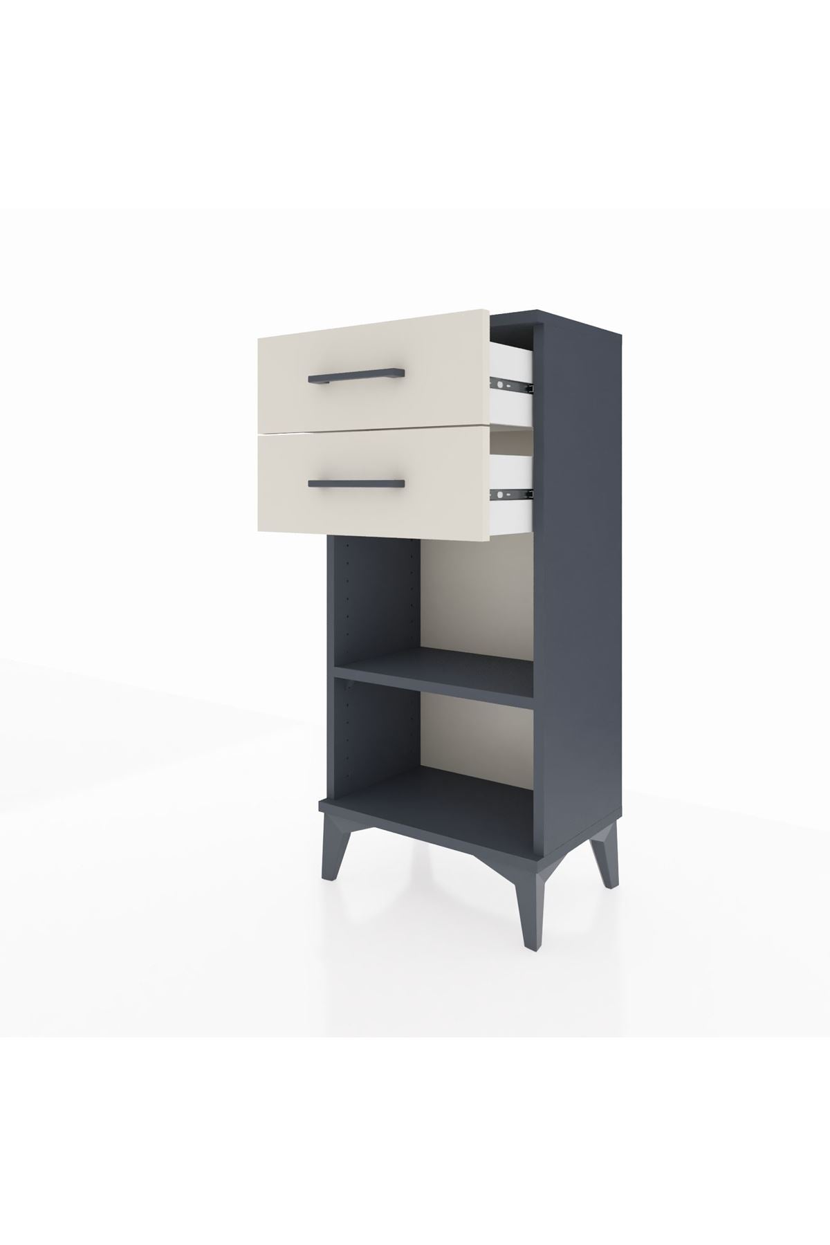 Arges Komodin Tek Raflı 2 Çekmeceli 44x30x96 Antrasit-Aytaşı