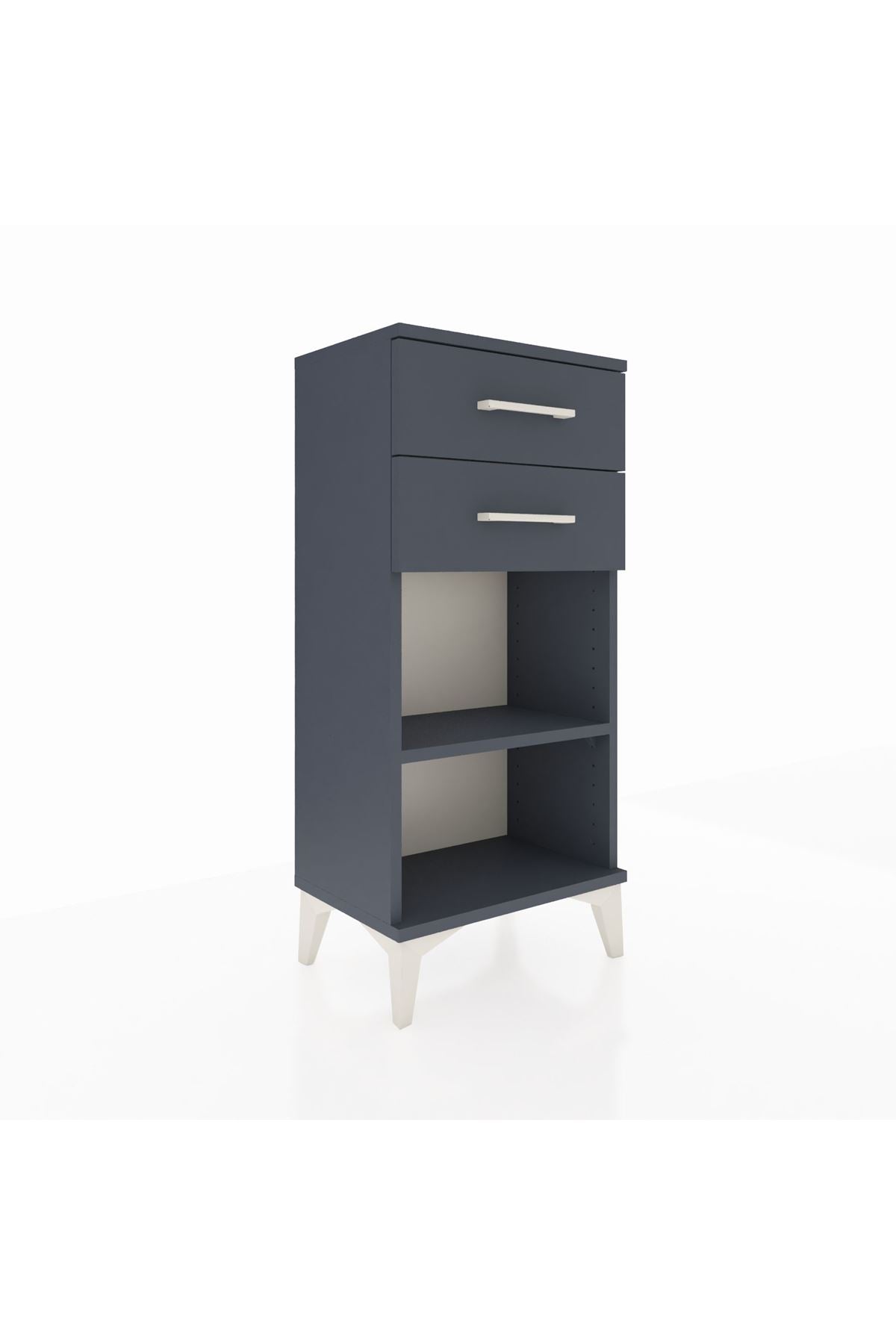 Arges Komodin Tek Raflı 2 Çekmeceli 44x30x96 Antrasit-Antrasit