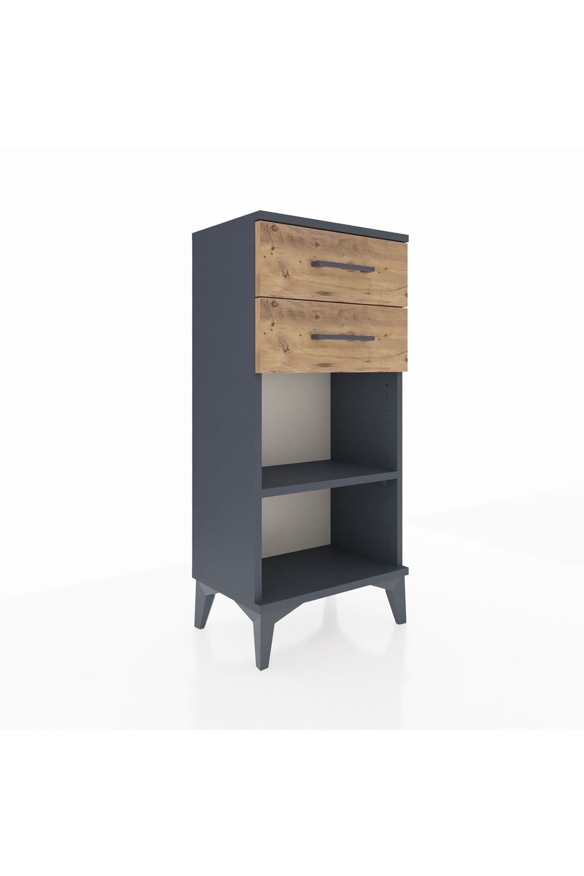 Arges Komodin Tek Raflı 2 Çekmeceli 44x30x96 Antrasit-Çam