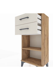 Arges Komodin Tek Raflı 2 Çekmeceli 44x30x96 Çam-Aytaşı