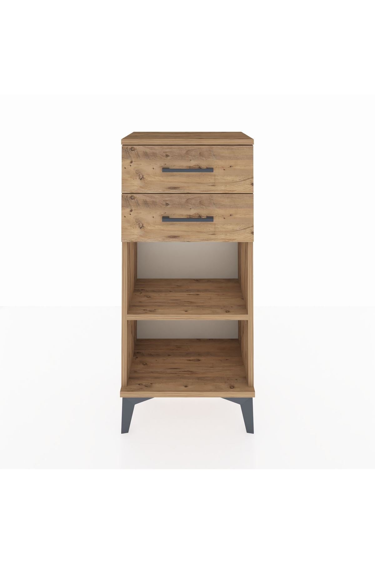 Arges Komodin Tek Raflı 2 Çekmeceli 44x30x96 Çam-Çam