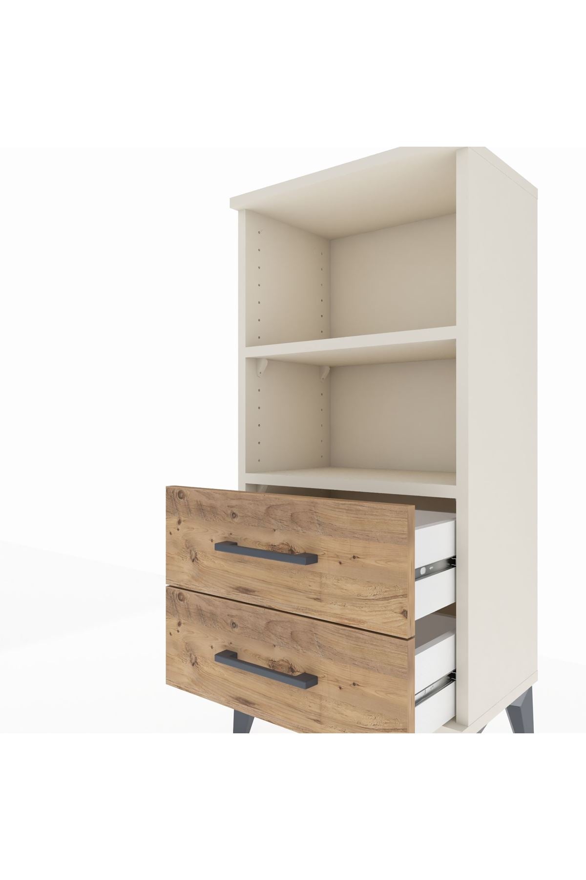 Arges Komodin 2 Raflı 2 Çekmeceli 44x30x96 Aytaşı-Çam