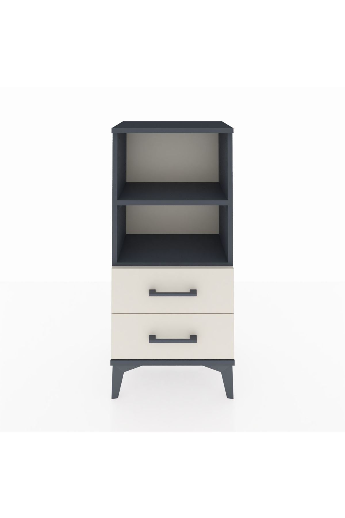 Arges Komodin 2 Raflı 2 Çekmeceli 44x30x96 Antrasit-Aytaşı