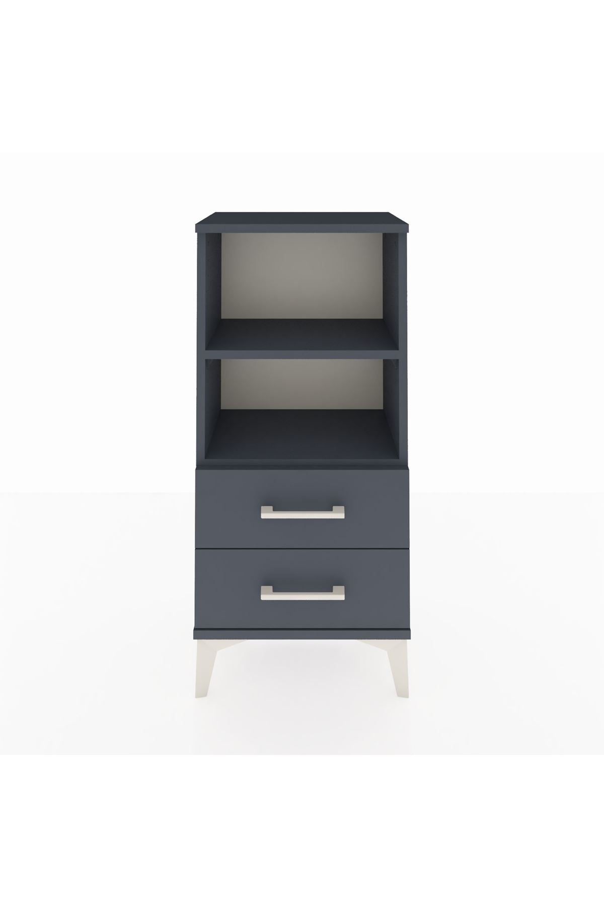 Arges Komodin 2 Raflı 2 Çekmeceli 44x30x96 Antrasit-Antrasit