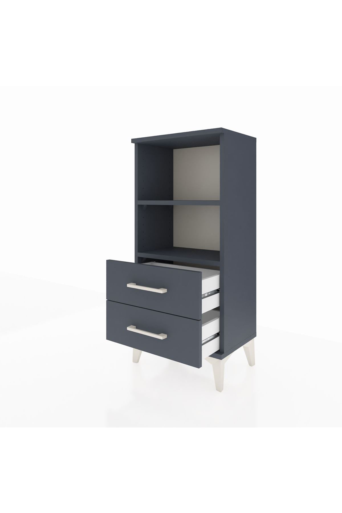 Arges Komodin 2 Raflı 2 Çekmeceli 44x30x96 Antrasit-Antrasit