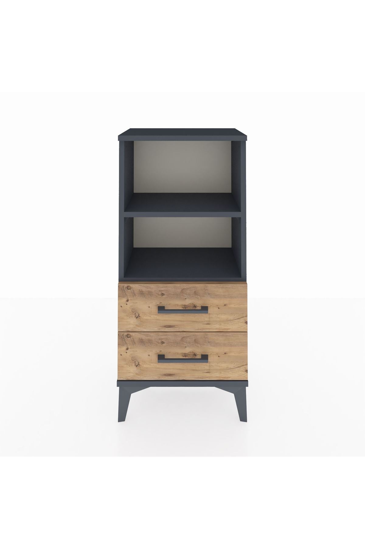Arges Komodin 2 Raflı 2 Çekmeceli 44x30x96 Antrasit-Çam