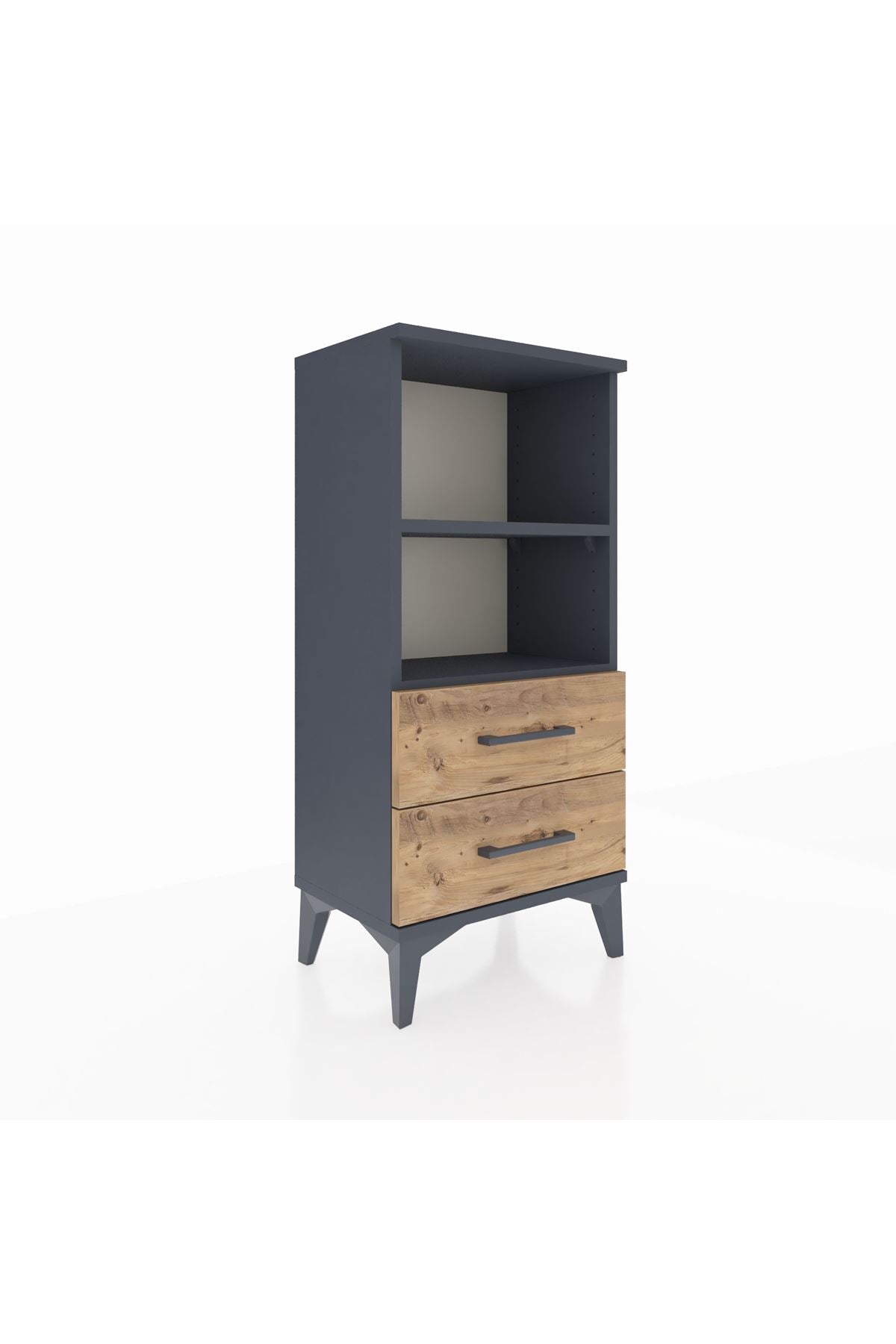 Arges Komodin 2 Raflı 2 Çekmeceli 44x30x96 Antrasit-Çam