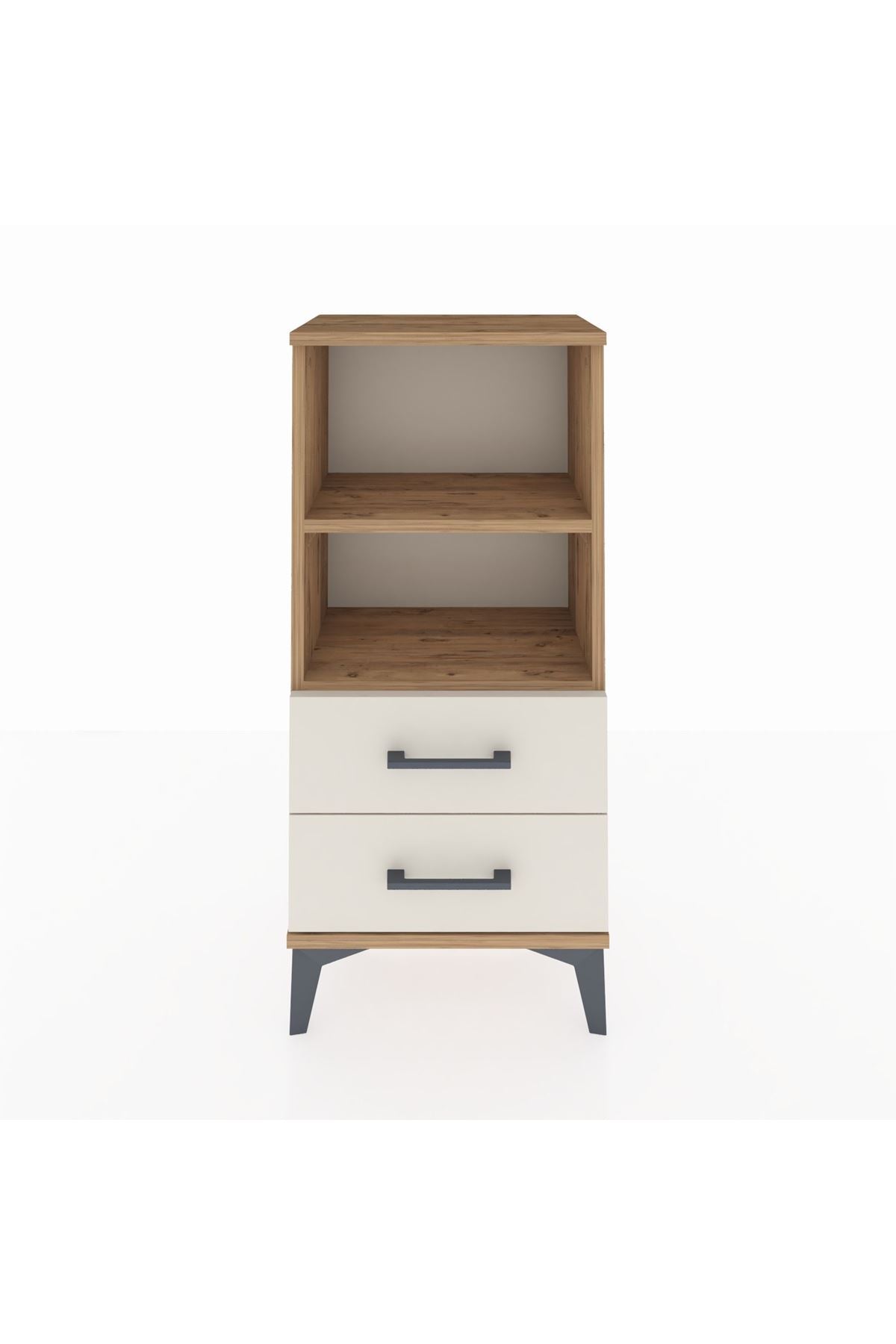 Arges Komodin 2 Raflı 2 Çekmeceli 44x30x96 Çam-Aytaşı