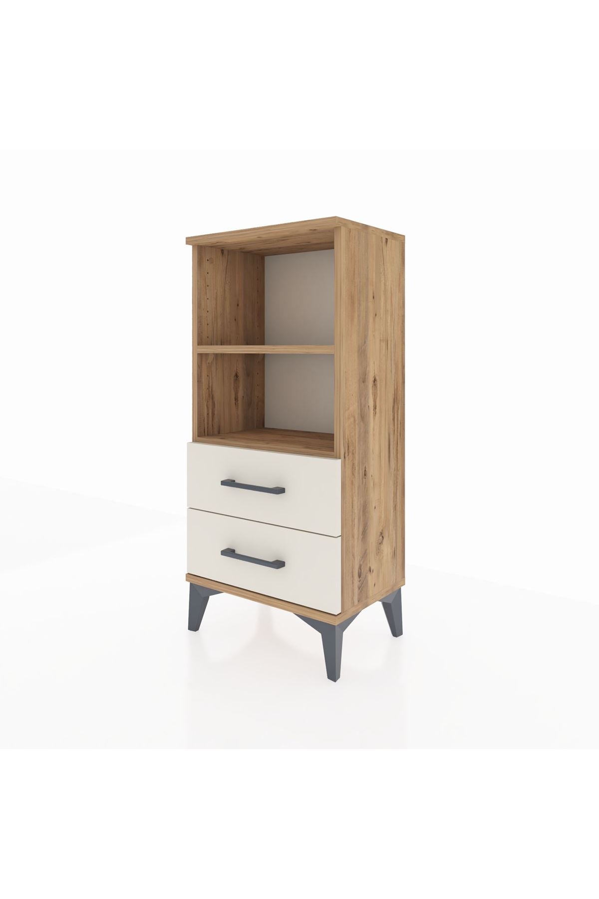 Arges Komodin 2 Raflı 2 Çekmeceli 44x30x96 Çam-Aytaşı