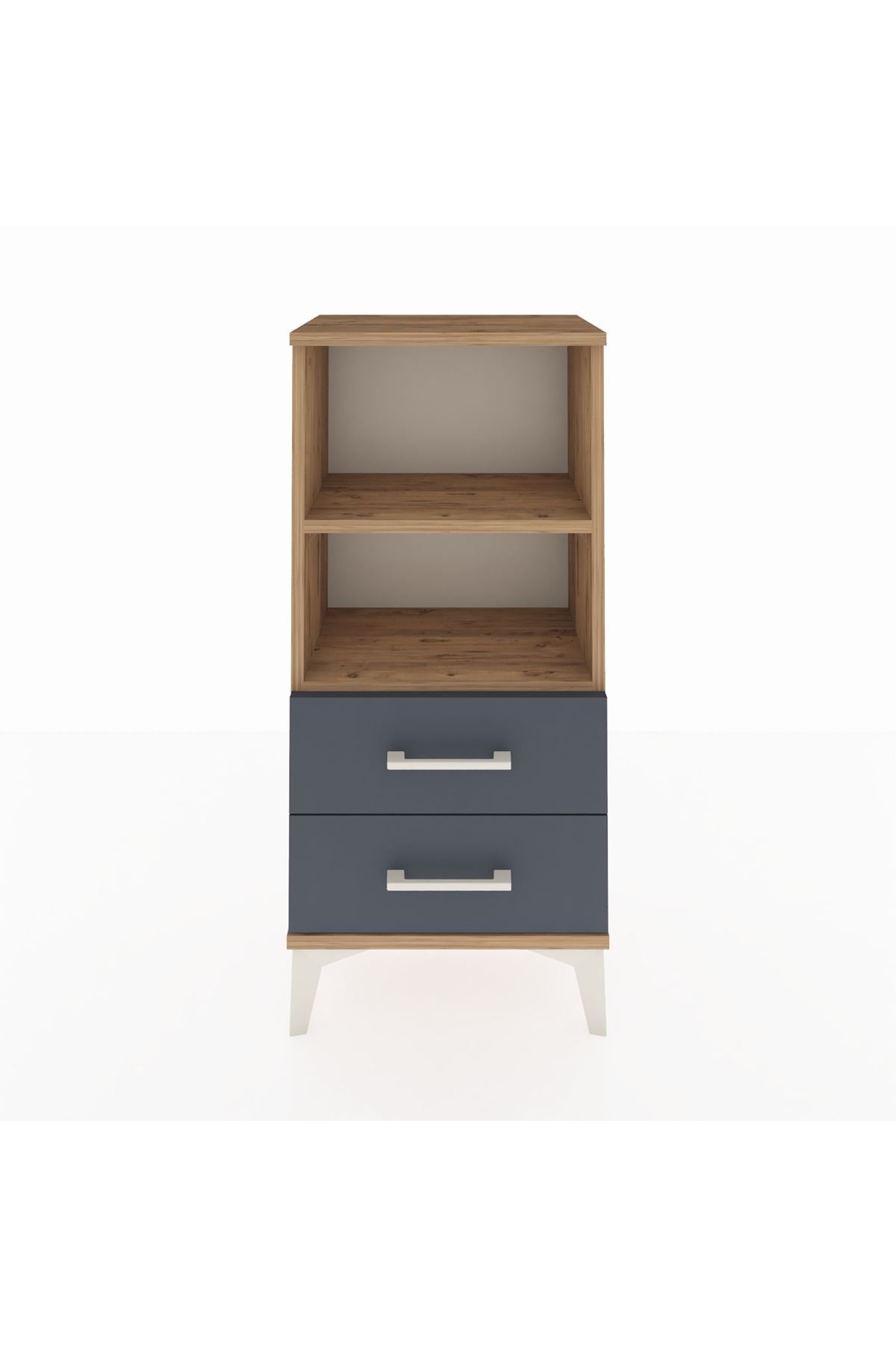 Arges Komodin 2 Raflı 2 Çekmeceli 44x30x96 Çam-Antrasit