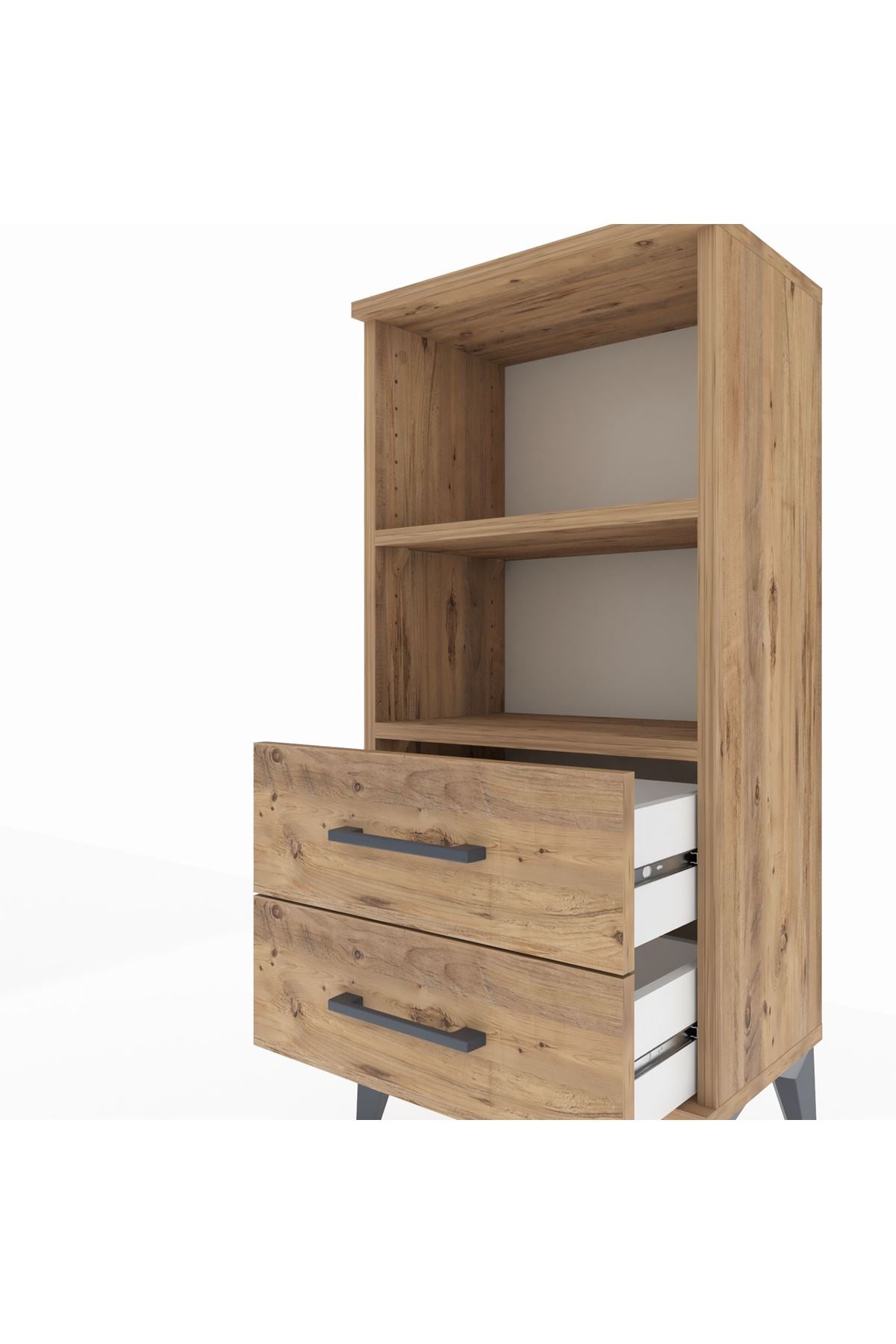 Arges Komodin 2 Raflı 2 Çekmeceli 44x30x96 Çam-Çam