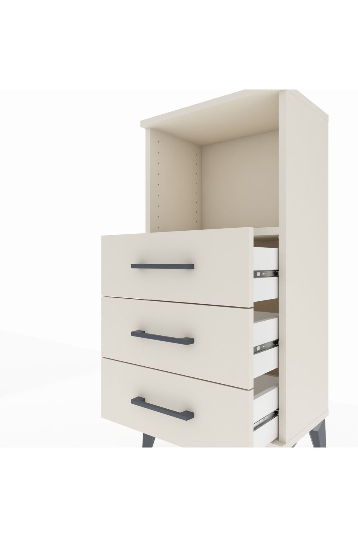 Arges Komodin Tek Raflı 3 Çekmeceli 44x30x96 Aytaşı-Aytaşı