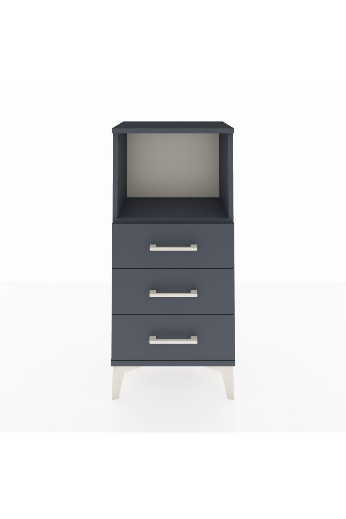 Arges Komodin Tek Raflı 3 Çekmeceli 44x30x96 Antrasit-Antrasit