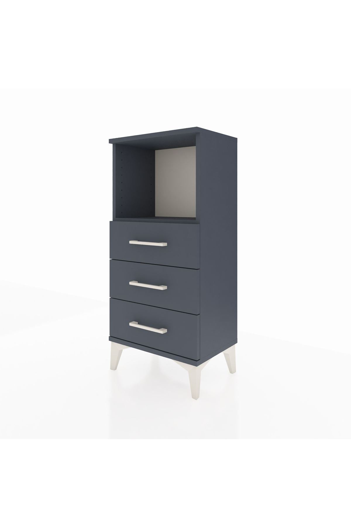 Arges Komodin Tek Raflı 3 Çekmeceli 44x30x96 Antrasit-Antrasit
