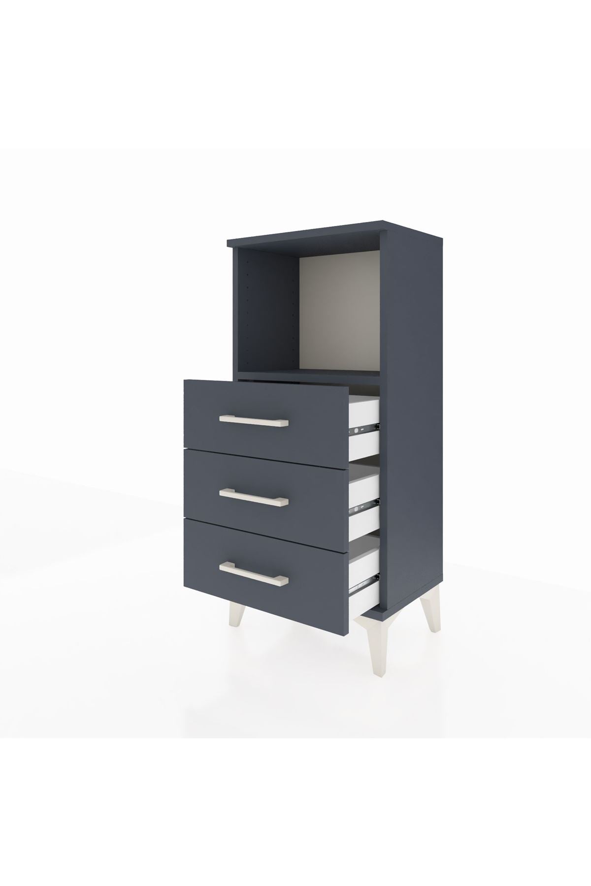 Arges Komodin Tek Raflı 3 Çekmeceli 44x30x96 Antrasit-Antrasit