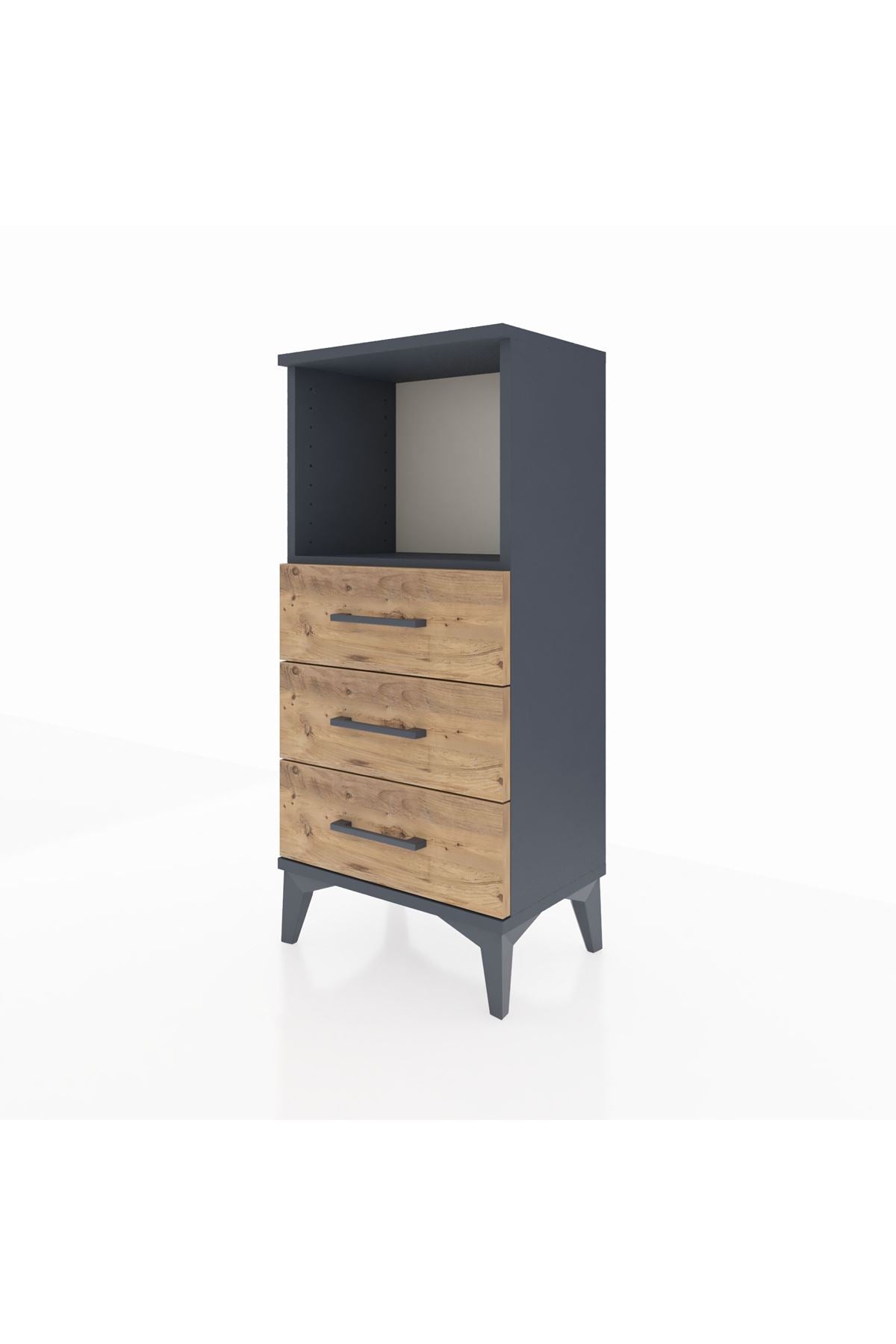 Arges Komodin Tek Raflı 3 Çekmeceli 44x30x96 Antrasit-Çam