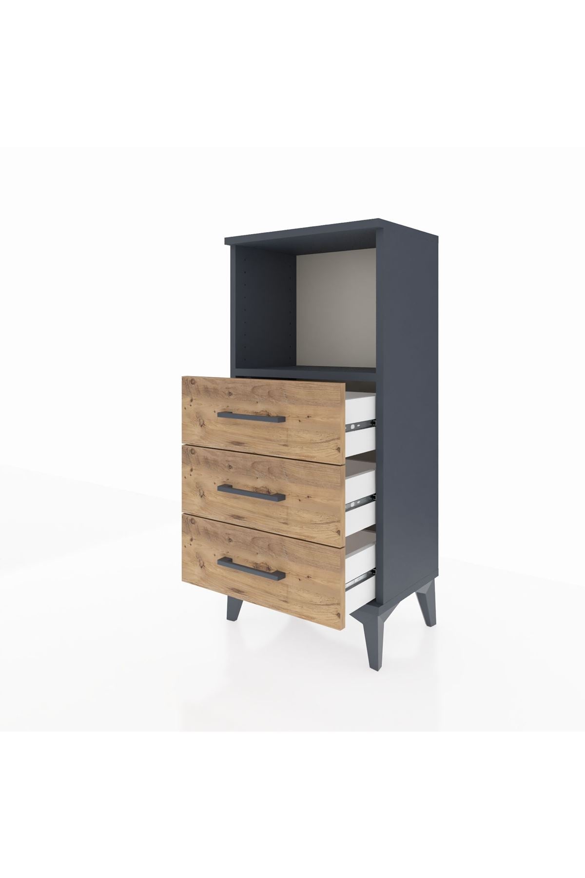 Arges Komodin Tek Raflı 3 Çekmeceli 44x30x96 Antrasit-Çam