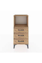 Arges Komodin Tek Raflı 3 Çekmeceli 44x30x96 Çam-Çam
