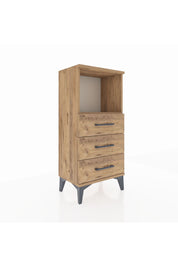 Arges Komodin Tek Raflı 3 Çekmeceli 44x30x96 Çam-Çam