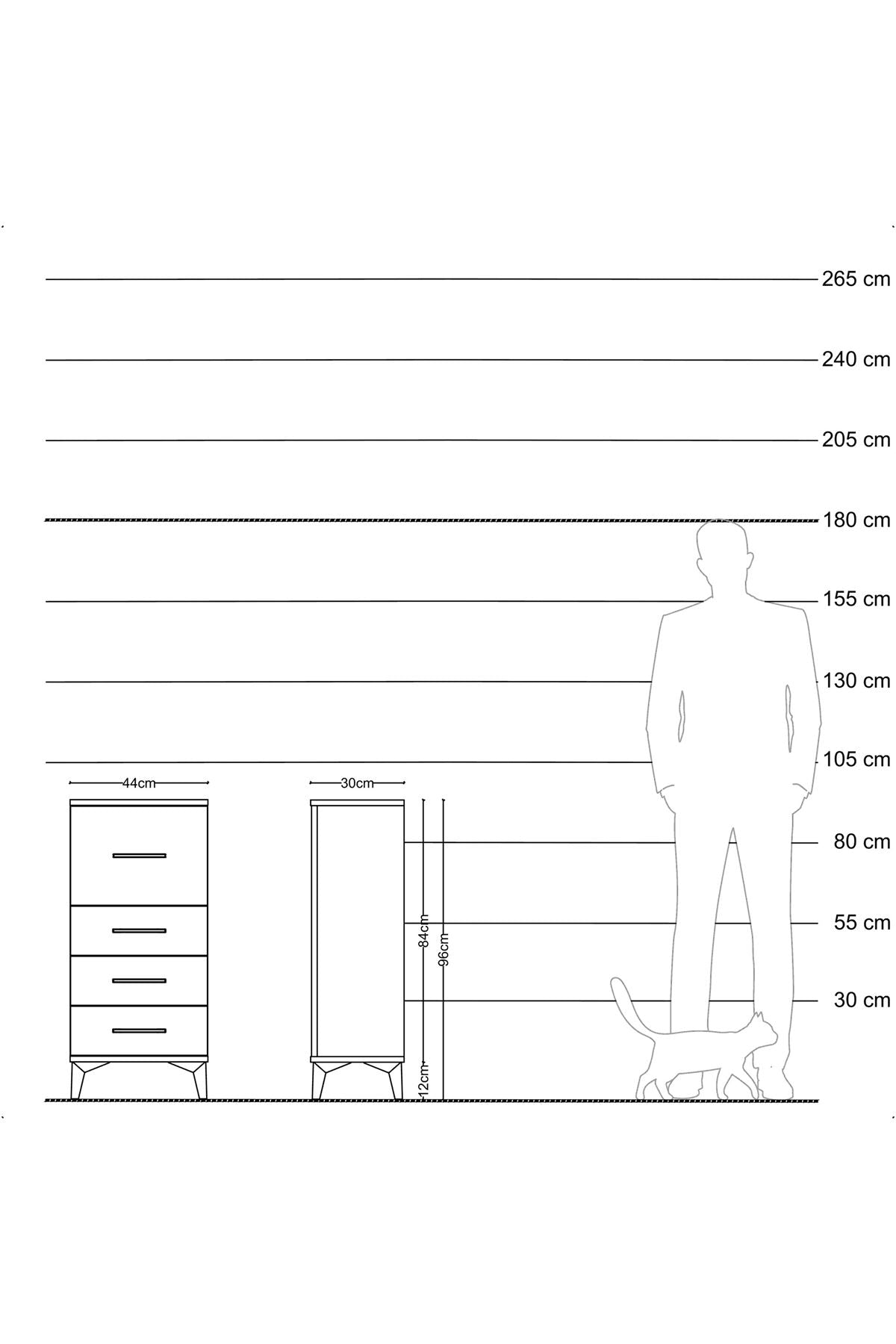 Arges Komodin 4 Çekmeceli 44x30x96 Aytaşı-Aytaşı