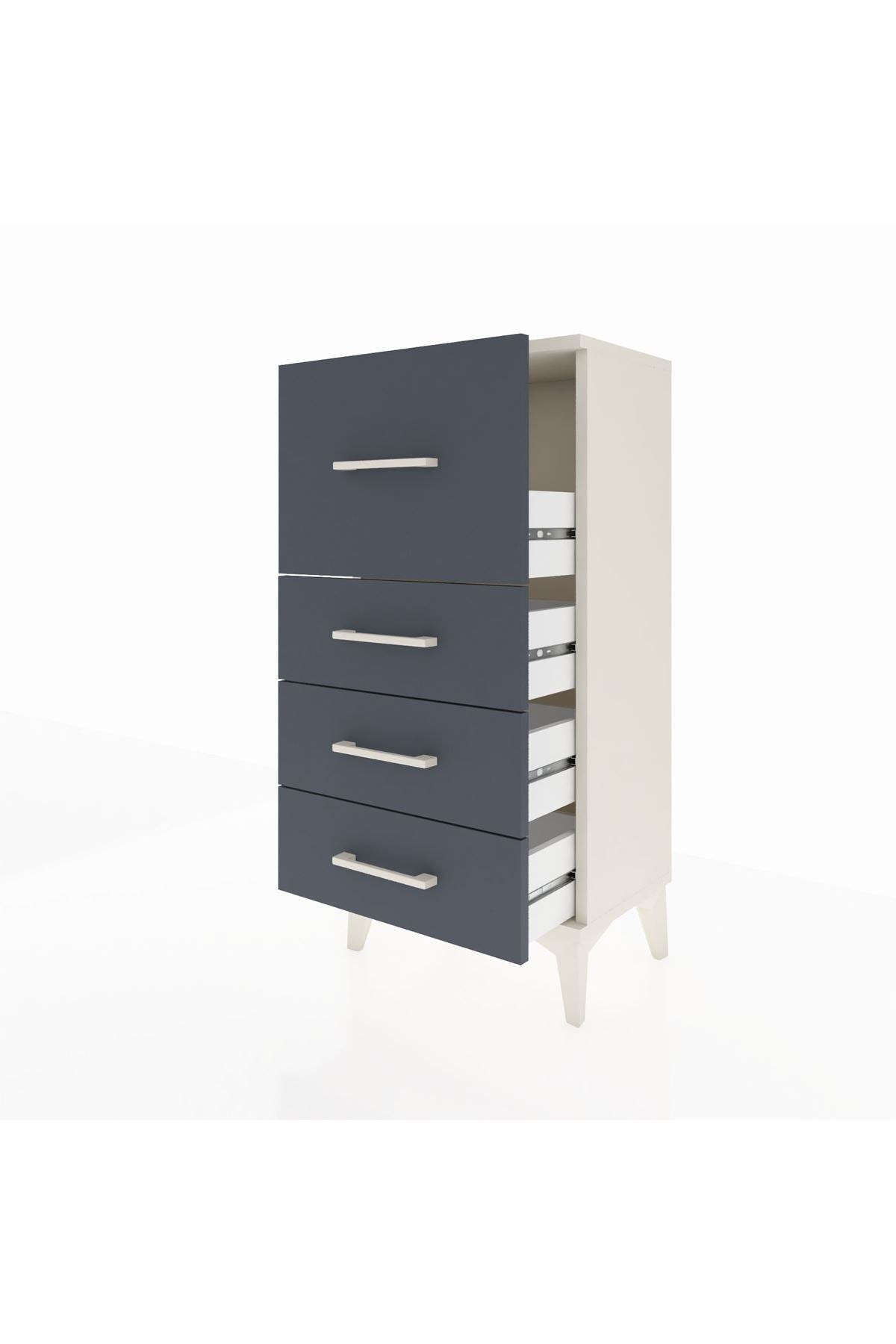 Arges Komodin 4 Çekmeceli 44x30x96 Aytaşı-Antrasit