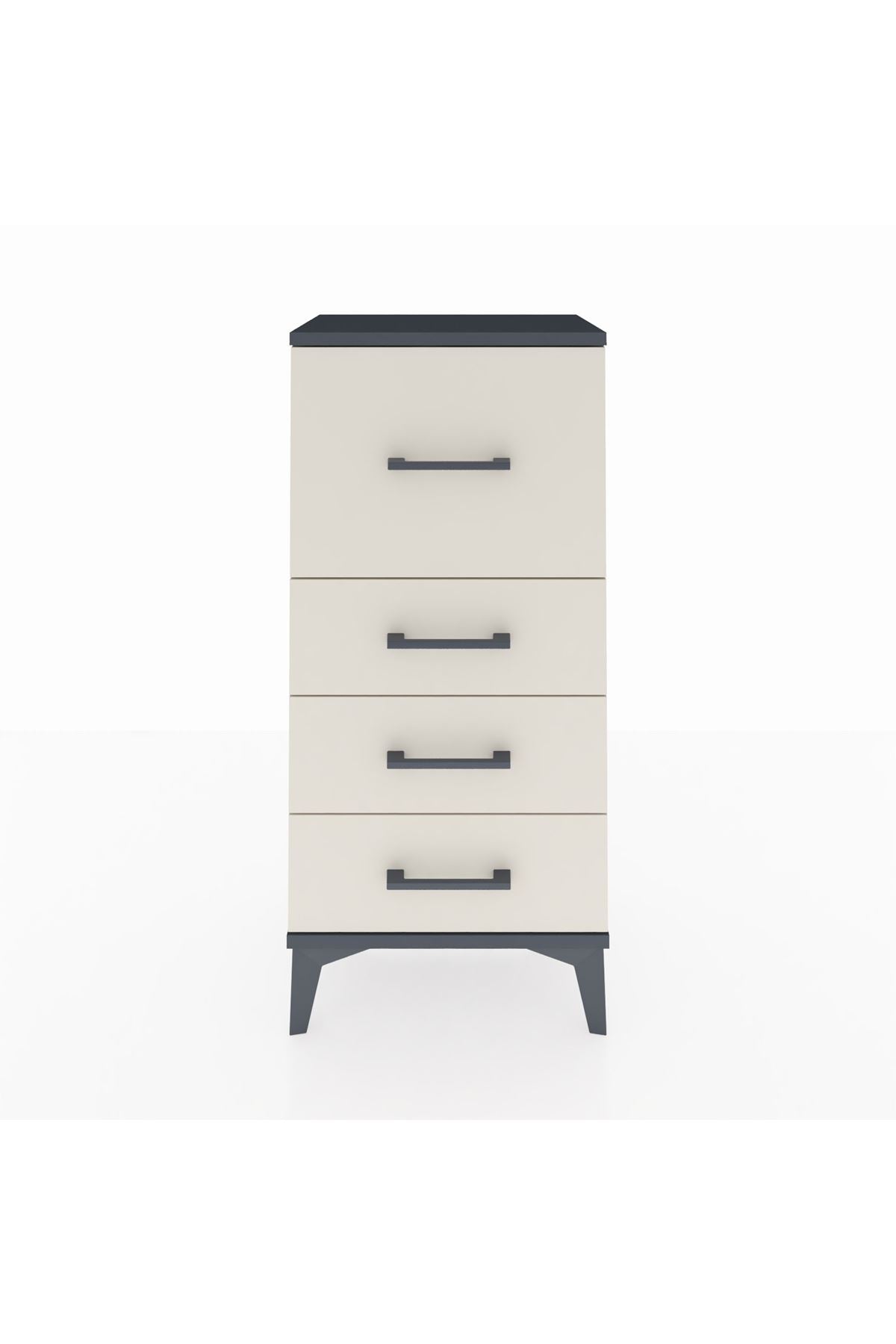 Arges Komodin 4 Çekmeceli 44x30x96 Antrasit-Aytaşı