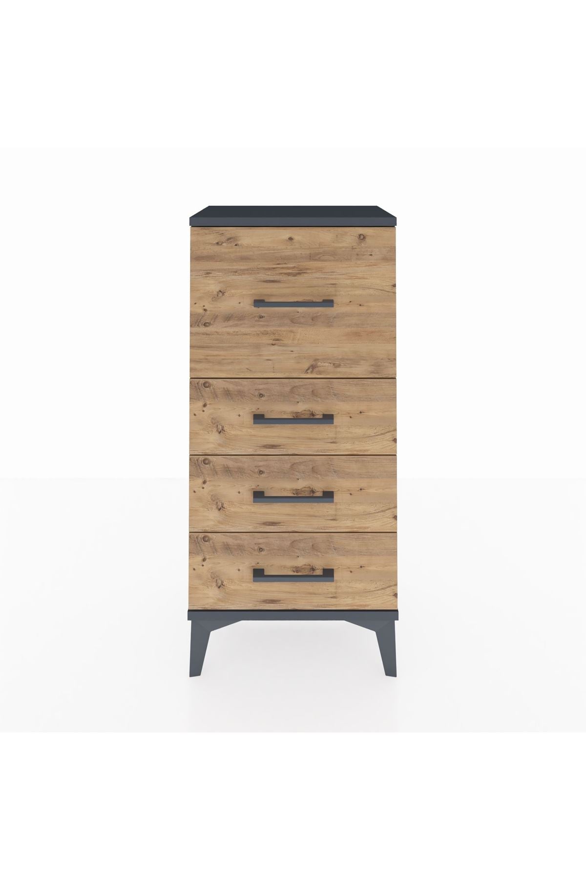 Arges Komodin 4 Çekmeceli 44x30x96 Antrasit-Çam