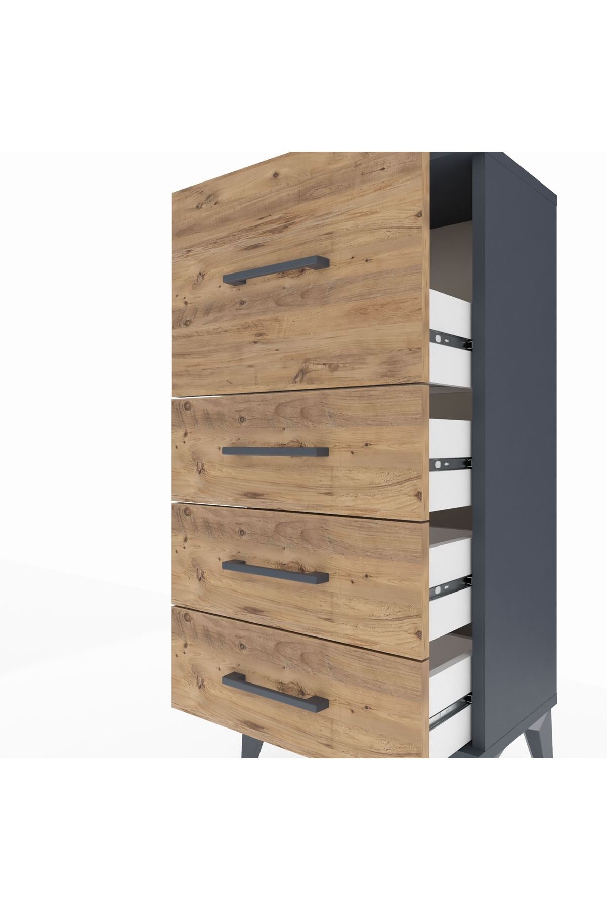 Arges Komodin 4 Çekmeceli 44x30x96 Antrasit-Çam