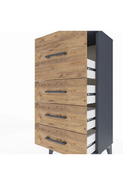 Arges Komodin 4 Çekmeceli 44x30x96 Antrasit-Çam