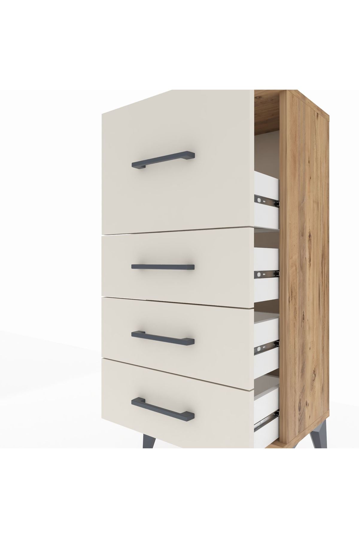 Arges Komodin 4 Çekmeceli 44x30x96 Çam-Aytaşı