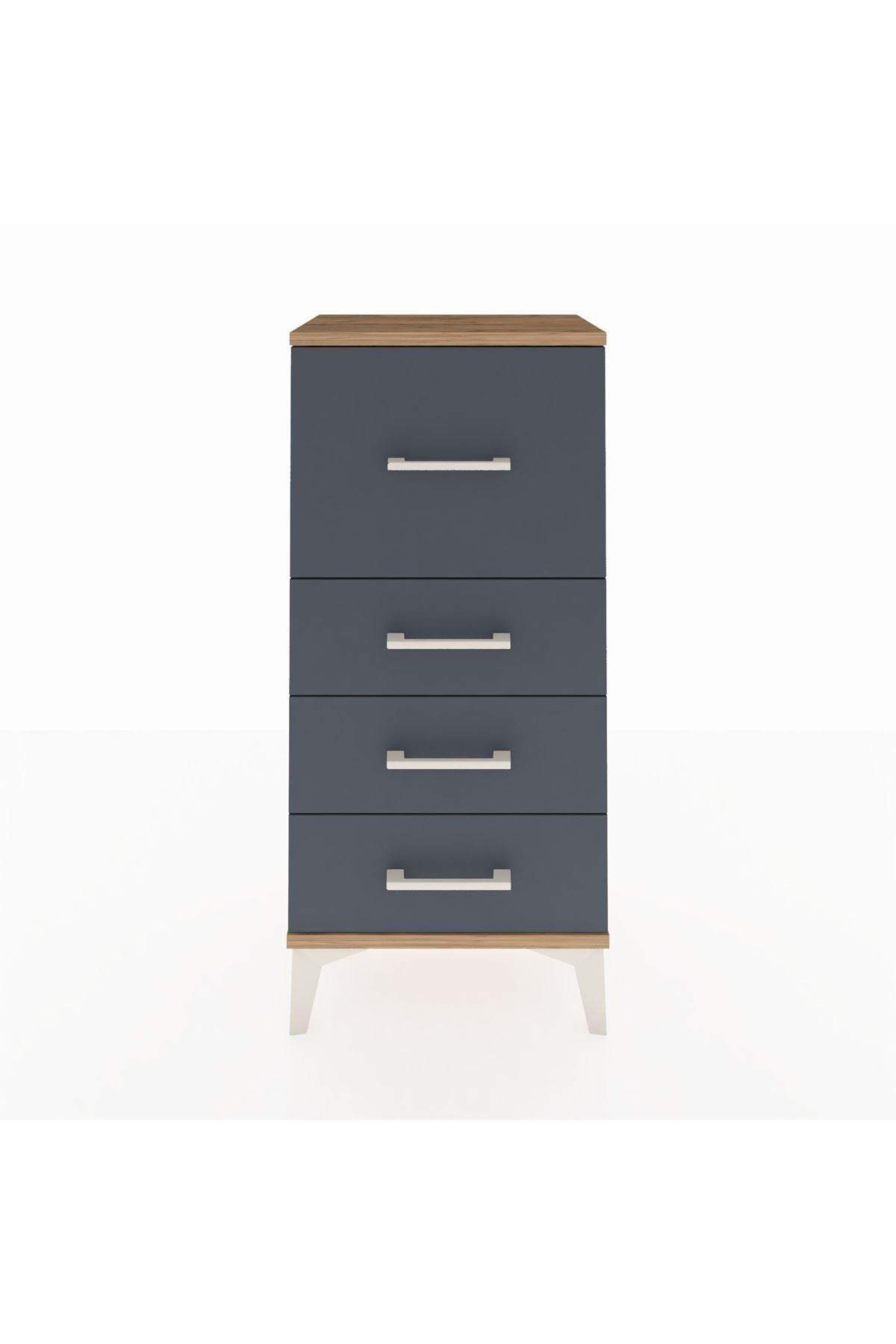 Arges Komodin 4 Çekmeceli 44x30x96 Çam-Antrasit