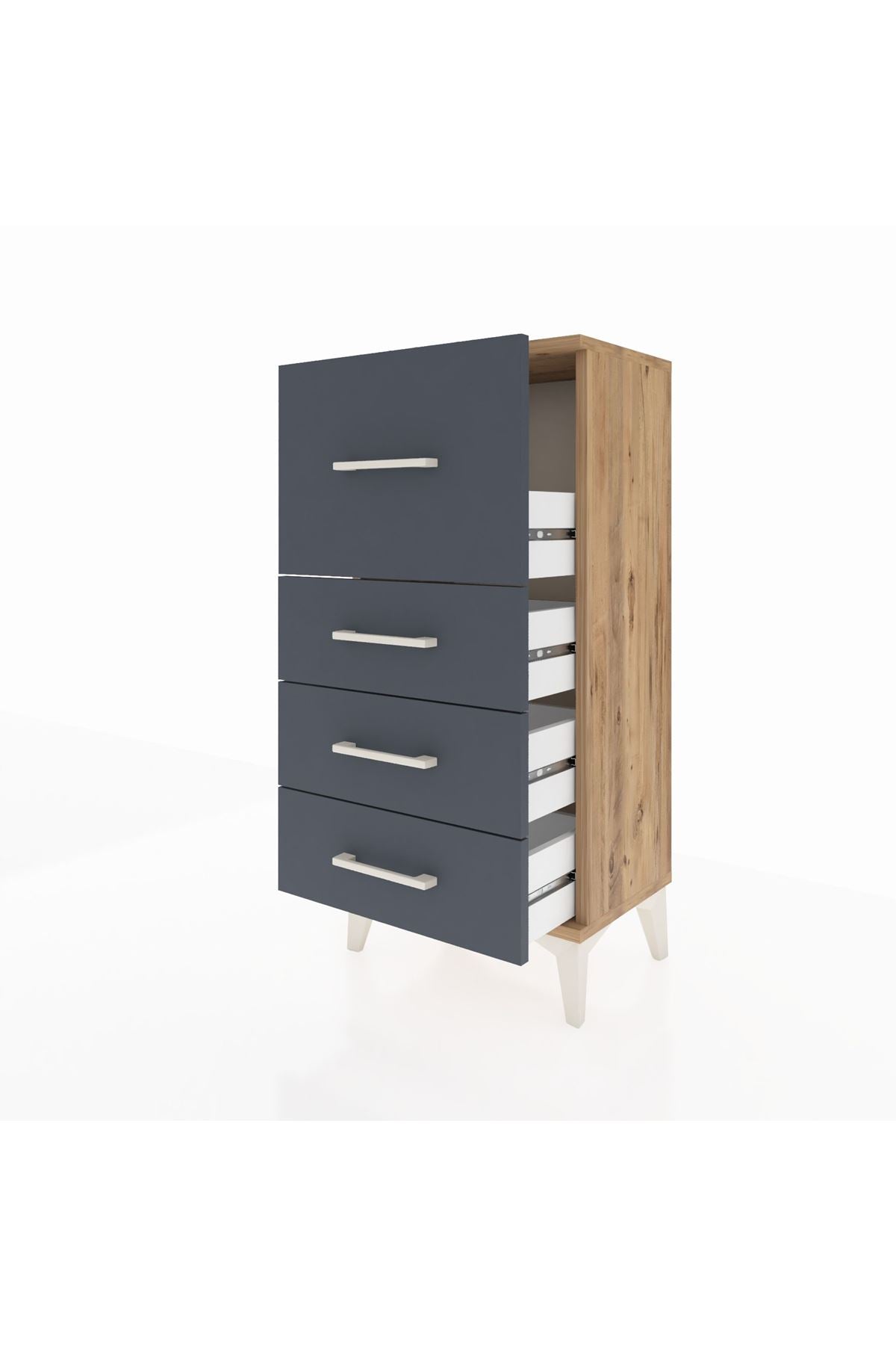 Arges Komodin 4 Çekmeceli 44x30x96 Çam-Antrasit